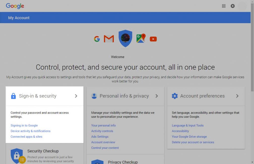 Gmail My Account Configuration