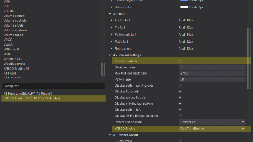 XABCD Indicator Properties