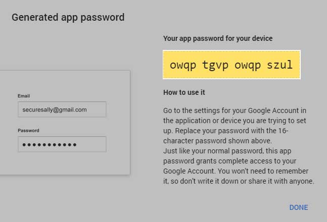 Gmail App Password Yellow Bar